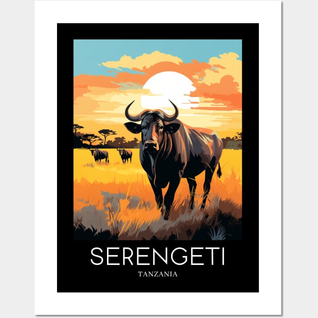 A Pop Art Travel Print of the Serengeti National Park - Tanzania Wall Art by Studio Red Koala